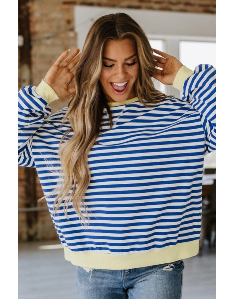 Liam & Co Calleigh Navy Yellow Stripe Pullover (M-2XL)