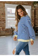 Liam & Co Calleigh Navy Yellow Stripe Pullover (M-2XL)