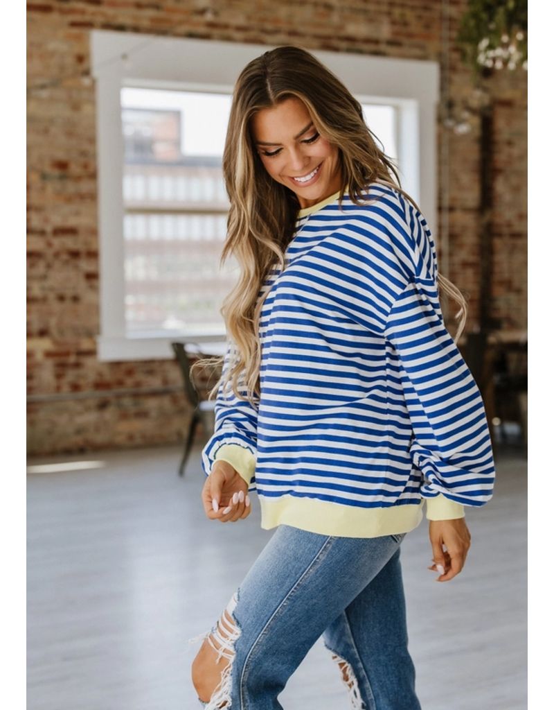 Liam & Co Calleigh Navy Yellow Stripe Pullover (M-2XL)