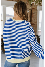 Liam & Co Calleigh Navy Yellow Stripe Pullover (M-2XL)