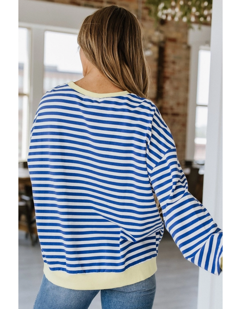 Liam & Co Calleigh Navy Yellow Stripe Pullover (M-2XL)