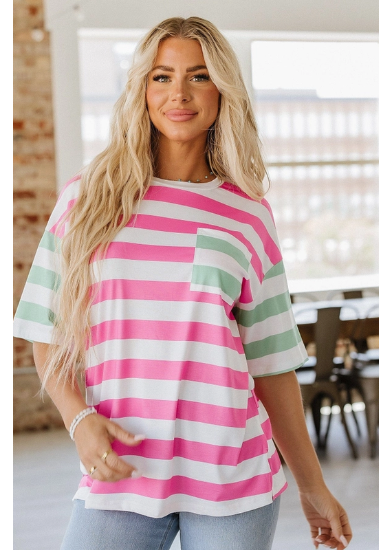 Liam & Co Watermelon Striped Dolman Top (S-L)