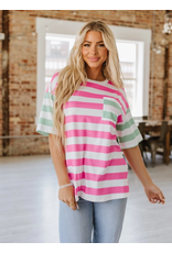 Liam & Co Watermelon Striped Dolman Top (S-L)
