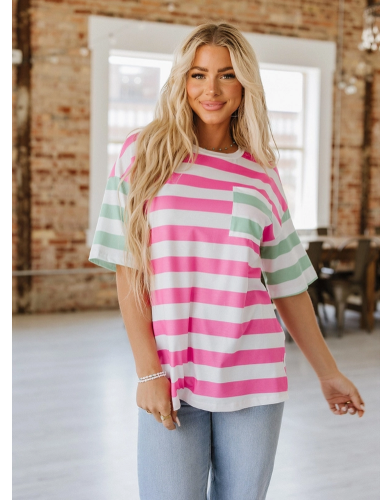 Liam & Co Watermelon Striped Dolman Top (S-L)