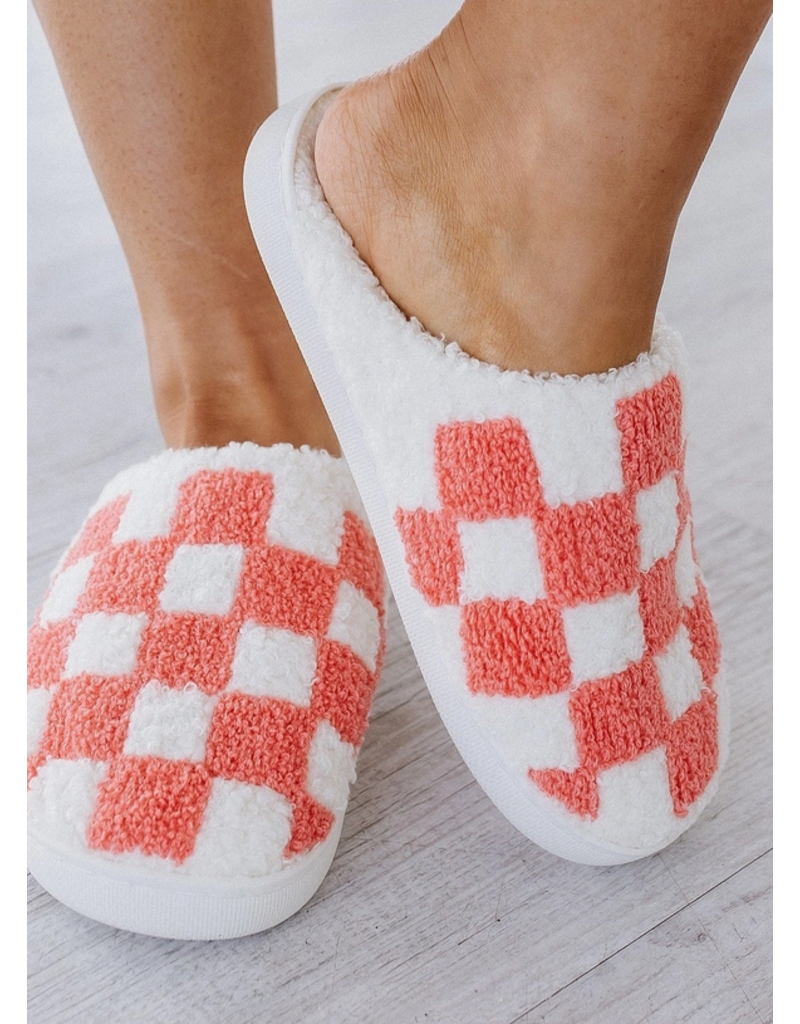 Liam & Co Coral Checkered Slippers (6-9)