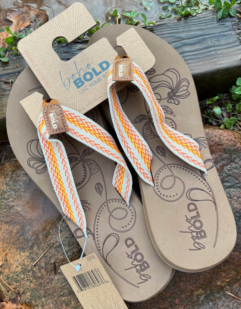 Boho Bold Boho Bold Woven Strap Orange Flip Flops (7-10)