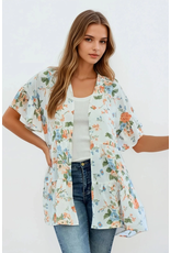 Off White Floral Tiered Kimono (S-L)