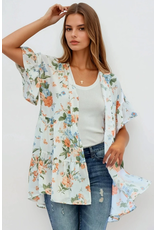 Off White Floral Tiered Kimono (S-L)