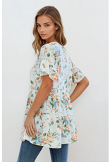 Off White Floral Tiered Kimono (S-L)