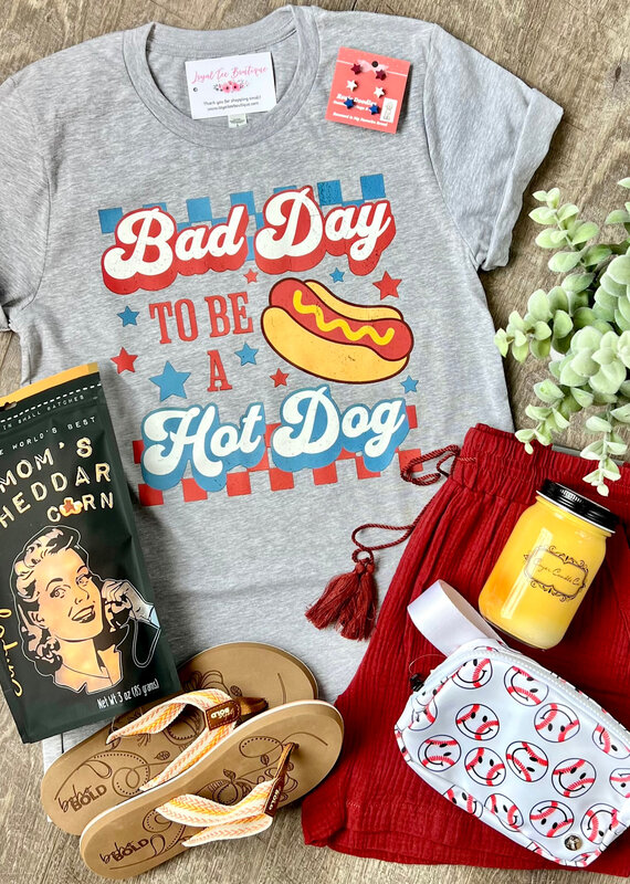Bella Canvas Bad Day to be a Hot Dog Gray Tee (M Only)