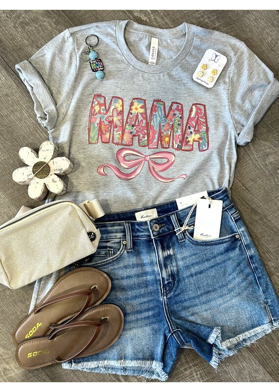Bella Canvas Gray Floral Mama Tee (S-2XL)