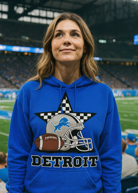 Gildan *PRE-ORDER* Detroit Check Star Blue Crew/Hoodie (S-4XL)