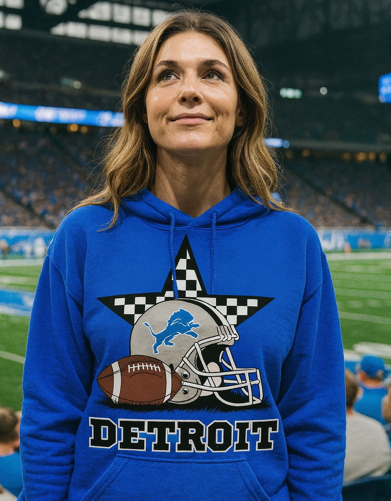 Gildan *PRE-ORDER* Detroit Check Star Blue Crew/Hoodie (S-4XL)