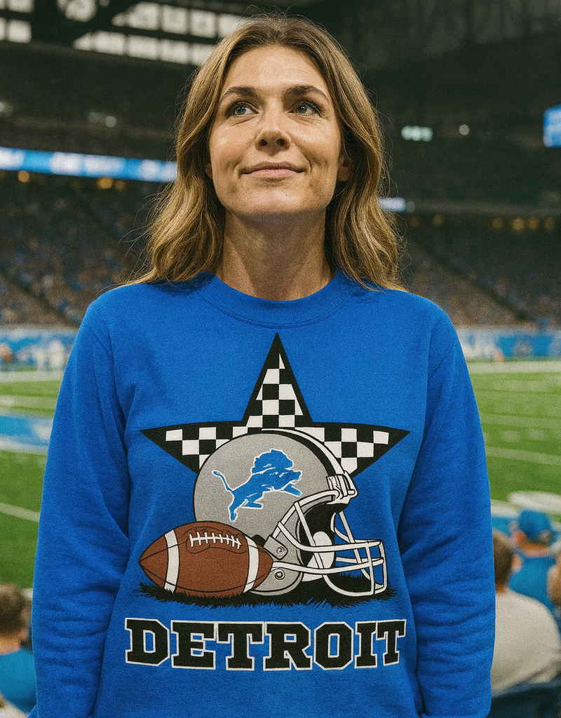 Gildan *PRE-ORDER* Detroit Check Star Blue Crew/Hoodie (S-4XL)