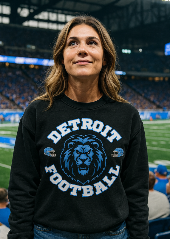 Gildan *PRE-ORDER* Detroit Football Black Lion Crew/Hoodie (S-4XL)