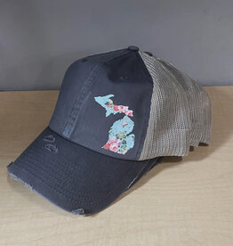 Simply Stated *IN-STOCK* Slate Blue Floral Michigan Hat