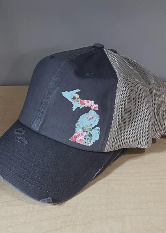 Simply Stated *SALE* Slate Blue Floral Michigan Hat