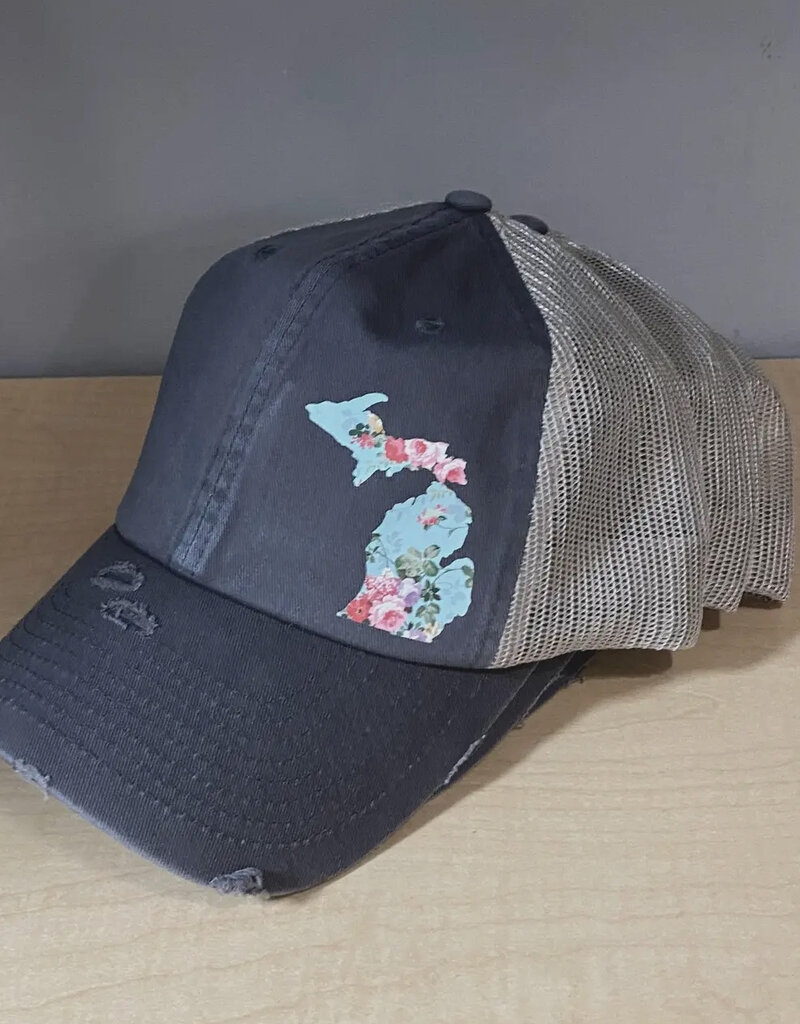 Simply Stated *IN-STOCK* Slate Blue Floral Michigan Hat