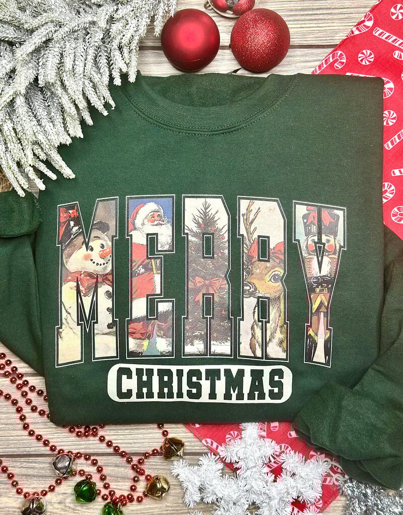 *Pre-Order* Green Vintage Merry Crew (S-3XL)
