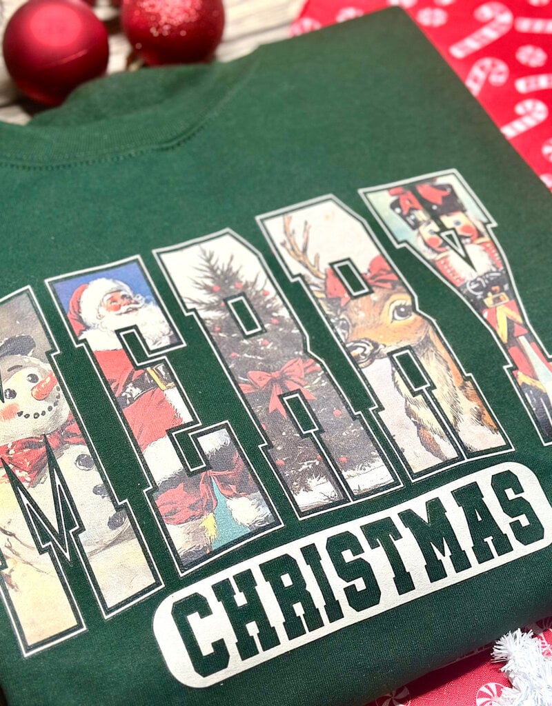 *Pre-Order* Green Vintage Merry Crew (S-3XL)