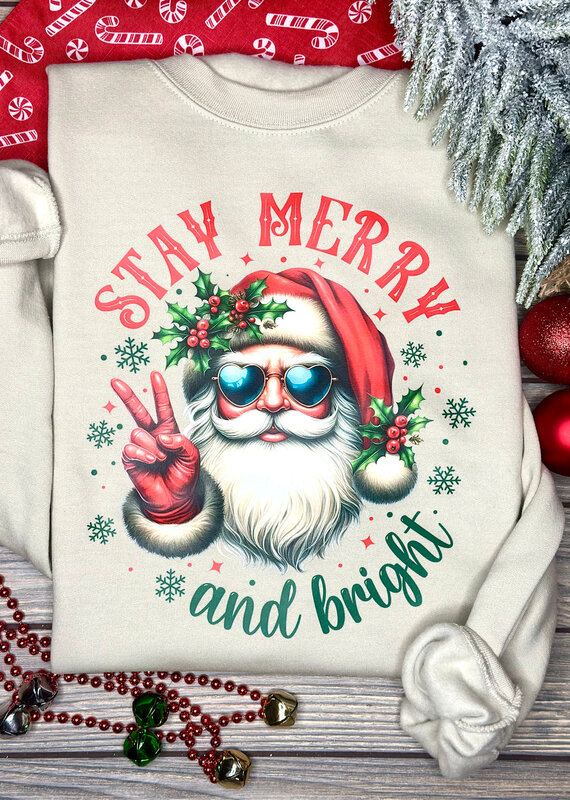 *Pre-Order* Beige Stay Merry Cool Santa Crew (S-3XL)