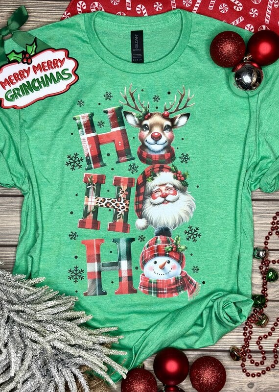 Gildan *Pre-Order* Green Plaid Hohoho Tee (S-3XL)