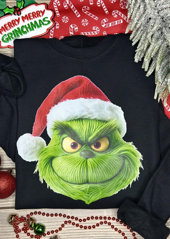 Gildan *Pre-Order* Black Faux Yarn Grinch Crew (S-3XL)