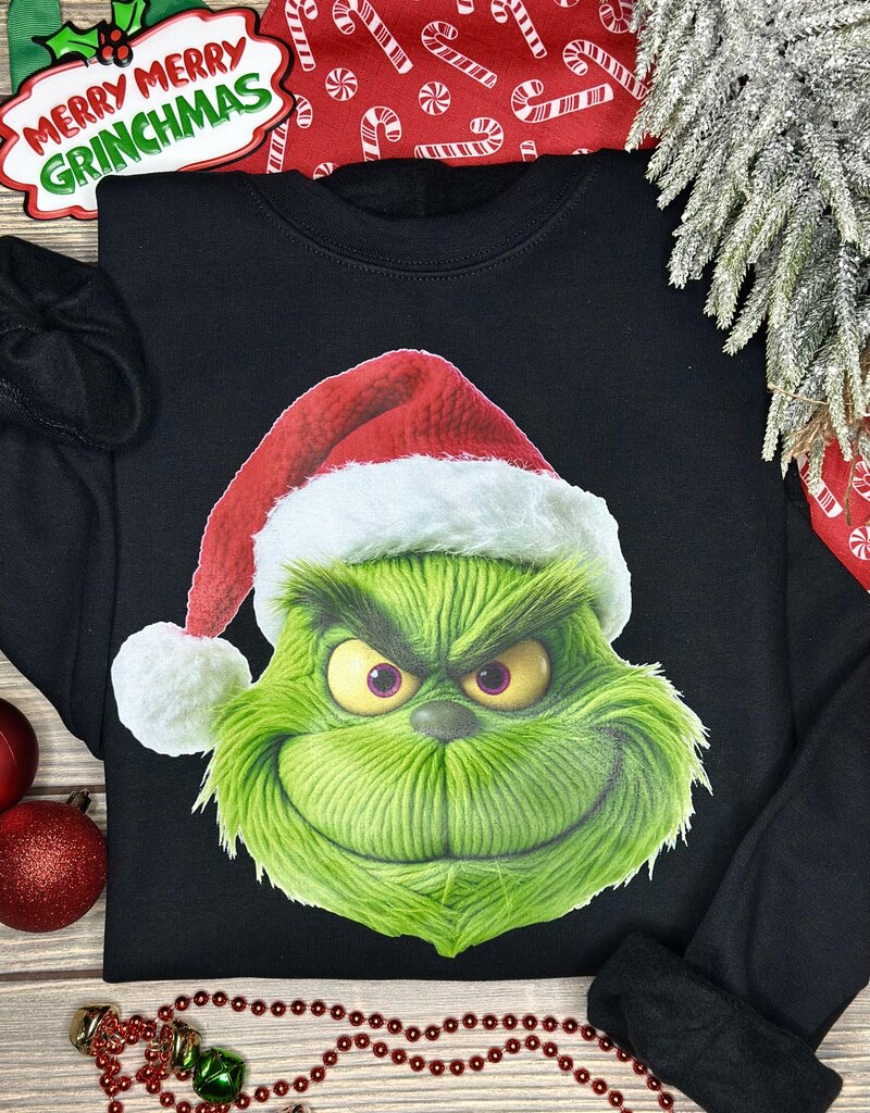 Gildan *Pre-Order* Black Faux Yarn Grinch Crew (S-3XL)