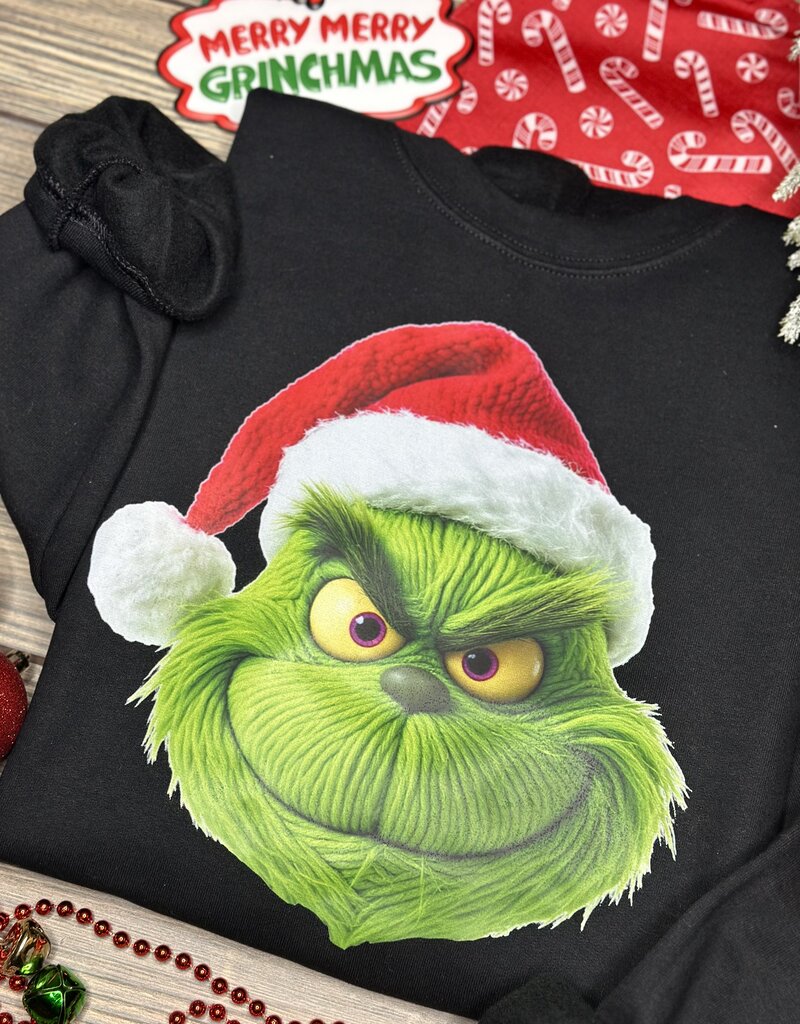 Gildan *Pre-Order* Black Faux Yarn Grinch Crew (S-3XL)