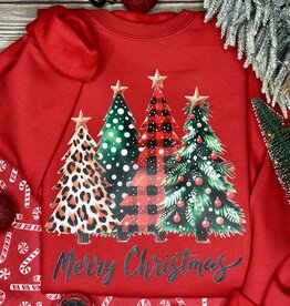 Gildan *Pre-Order* Red Merry Christmas Trees Crew (S-3XL)