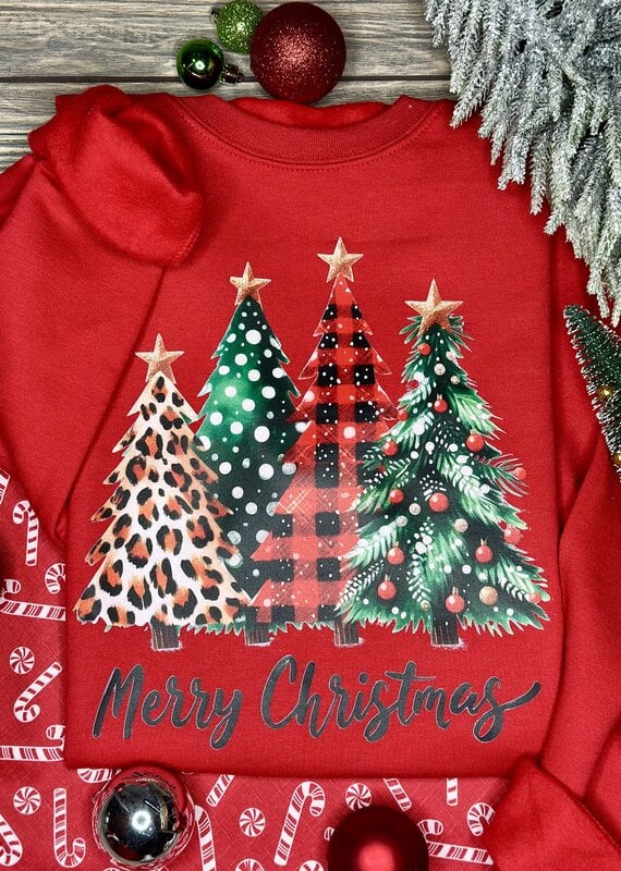 Gildan *Pre-Order* Red Merry Christmas Trees Crew (S-3XL)
