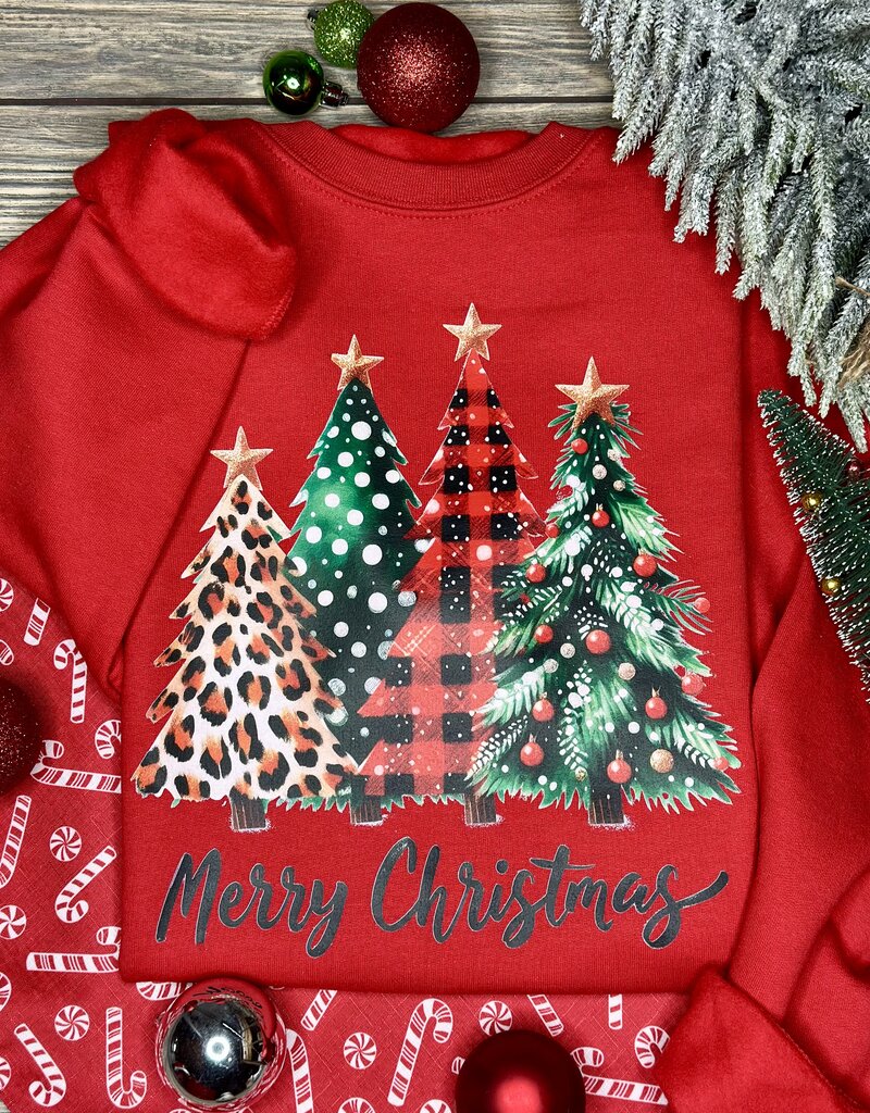 Gildan *Pre-Order* Red Merry Christmas Trees Crew (S-3XL)