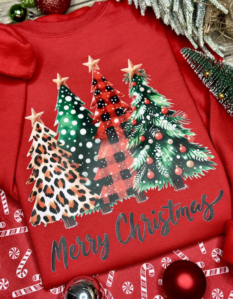 Gildan *Pre-Order* Red Merry Christmas Trees Crew (S-3XL)