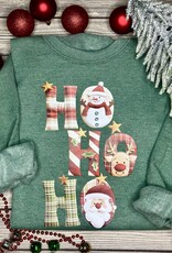 Gildan *Pre-Order* Heathered Green Faux Quilted Hohoho Crew (S-3XL)