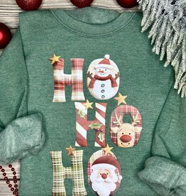 Gildan *Pre-Order* Heathered Green Faux Quilted Hohoho Crew (S-3XL)