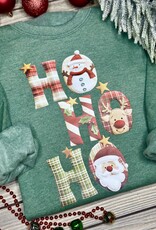 Gildan *Pre-Order* Heathered Green Faux Quilted Hohoho Crew (S-3XL)