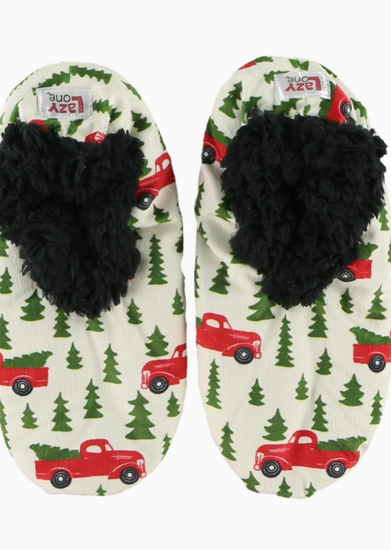 Lazy One Lazy One* Plaid Truck Fuzzy Feet Slippers (S-XL) (Pre-Order Closes 11/17)