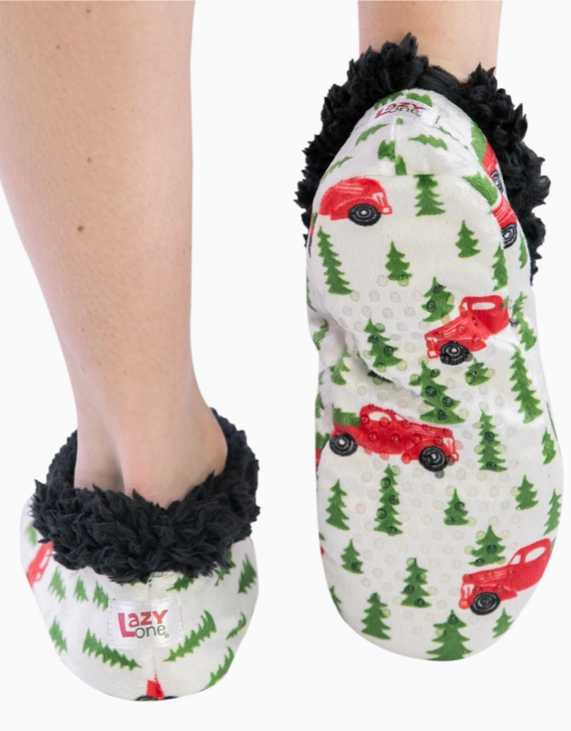 Lazy One Lazy One* Plaid Truck Fuzzy Feet Slippers (S-XL) (Pre-Order Closes 11/17)