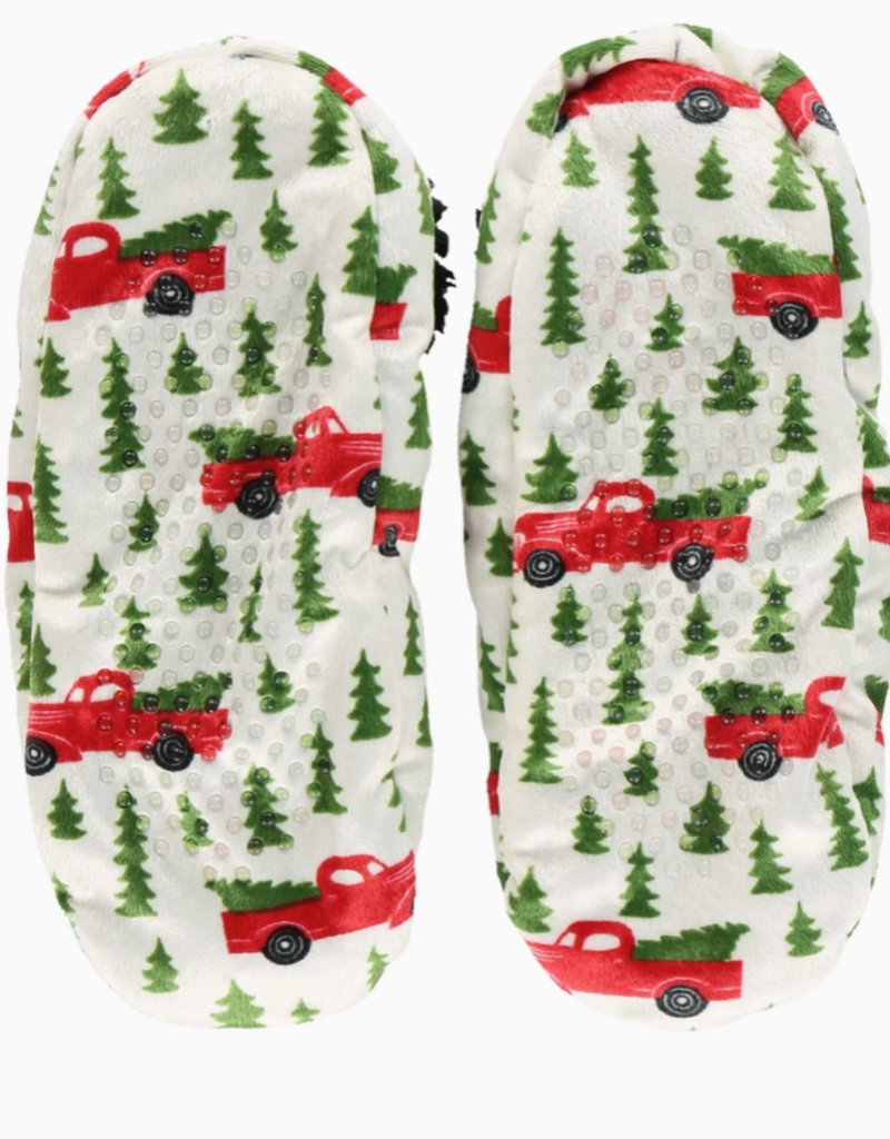 Lazy One Lazy One* Plaid Truck Fuzzy Feet Slippers (S-XL) (Pre-Order Closes 11/17)