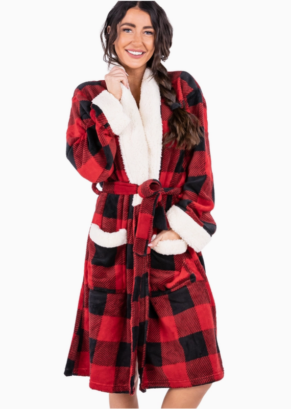 Lazy One Lazy One* Red Plaid Women's Bathrobe (Pre-Order Closes 11/17)