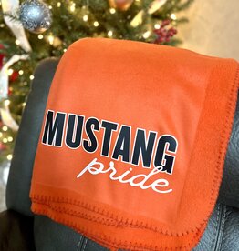 Designs by LTB "Mustang Pride" Orange Fleece Blanket
