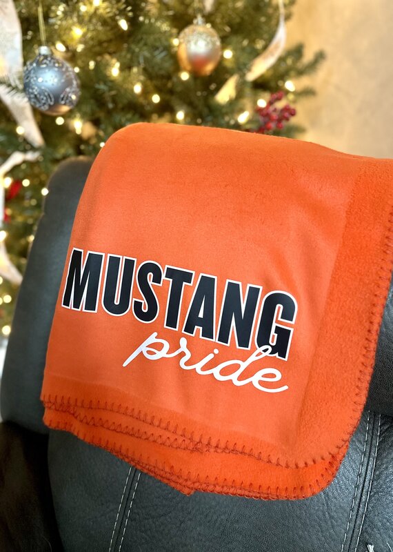 Designs by LTB "Mustang Pride" Orange Fleece Blanket
