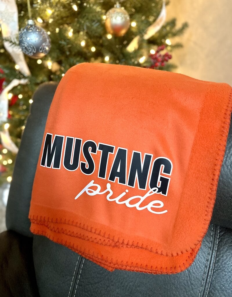 Designs by LTB "Mustang Pride" Orange Fleece Blanket