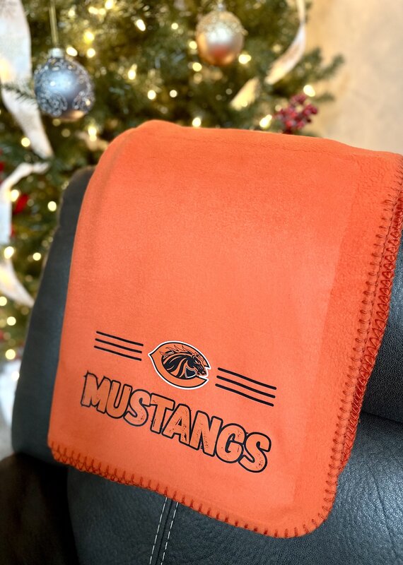 Designs by LTB "Mustangs" Logo Orange Fleece Blanket