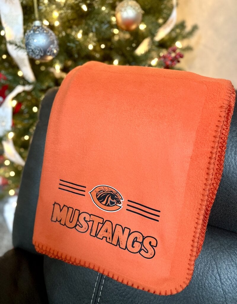Designs by LTB "Mustangs" Logo Orange Fleece Blanket