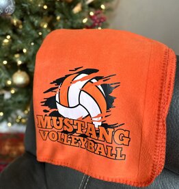Designs by LTB "Mustang Volleyball" Orange Fleece Blanket
