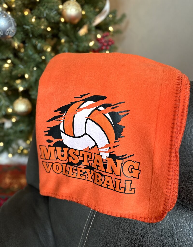 Designs by LTB "Mustang Volleyball" Orange Fleece Blanket