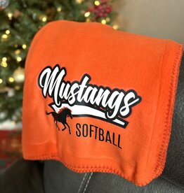 Designs by LTB "Mustangs Softball" Orange Fleece Blanket