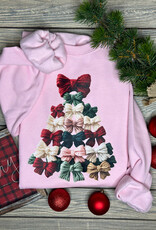 Gildan *Pre-Order* Pink Faux Yarn Bow Tree Crew (Adult & Youth)