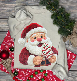 Gildan *Pre-Order* Beige Faux Yarn Santa Cake Crew (Youth & Adult)